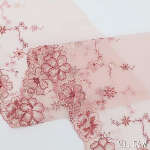 30Yards Floral Embroidered Lace Trim Pink Blue Mesh Fabric Edge For Lingerie Underwear Bra Curtains Dress Decor New Arrivals