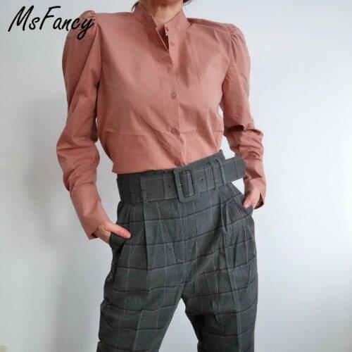 MsFancy Stand-up Collar Blouses