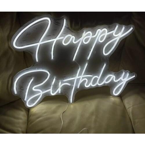 Neon Light Sign Custom Happy Birthday Lamp Illuminate Party Wall Art Letter Logo Design Home Bar LED Light Personalized Signs De