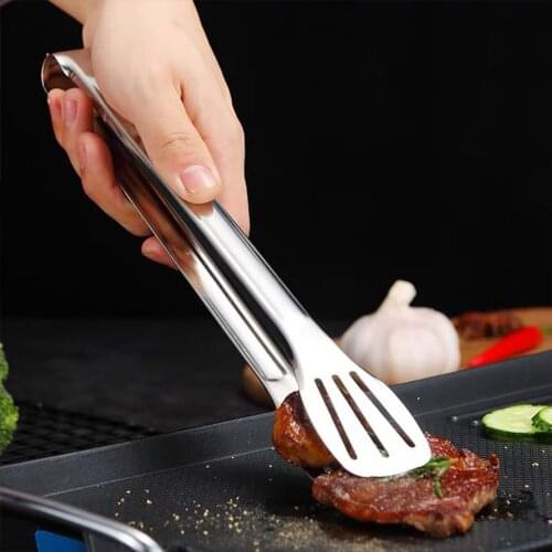 Stainless Steel Three Line Food Tong Anti-Heat Bread Tongs Pastry Clamp BBQ Salad Tongs Kitchen Buffet Food Cooking Tool