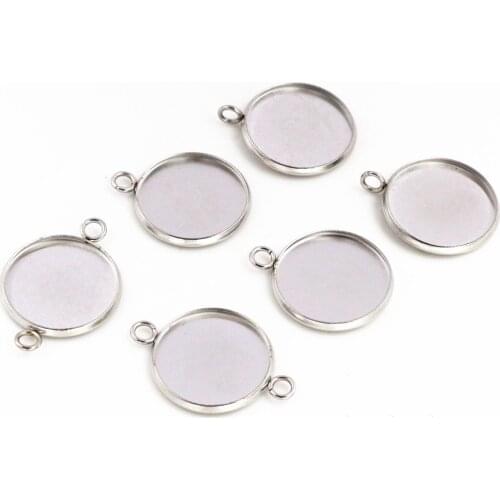 Never Fade) 14mm 16mm 18mm 20pcs Stainless Steel 3 Style Cameo Settings Cabochon Base Charms Pendant High Quality