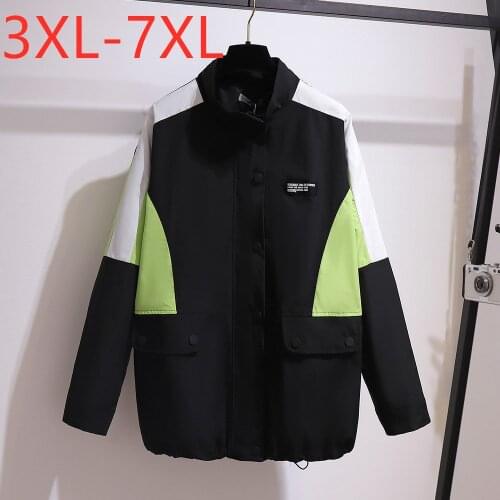 New ladies autumn winter plus size jacket for women large casual loose long sleeve zipper black pocket coat 3XL 4XL 5XL 6XL 7XL