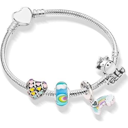 NEW 100% 925 Sterling Silver Fantasy Dream Park ZT0153 Bracelet String Ornaments Gift Set Original Womens Jewelry Selection