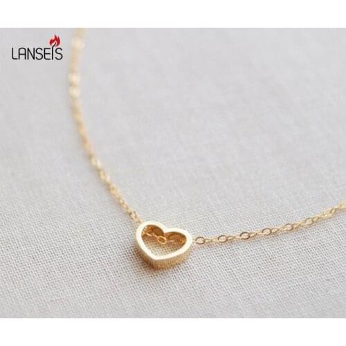 Lanseis Charm Beautiful Open Sweet Heart Stainless Steel Necklace , 10Pcs Spring Style, Everyday Wear Fashion Jewelry For Women