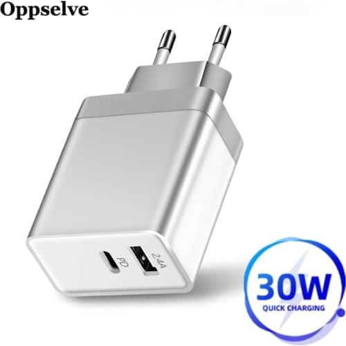 Oppselve Power Delivery USB PD Charger 30W Type C Fast Charging Turbo Wall Charger For iPhone 11 Huawei Mobile Phone Charger