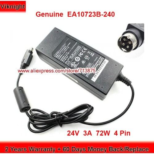 Genuine EA10723B-240 72W Charger 24V 3A AC Adapter for 33120721017 C3 150600200 Round with 4 Pin Power Supply