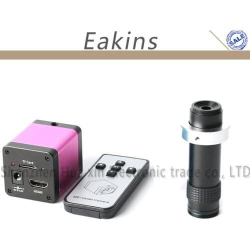 720p HDMI Industry Video Microscope Camera IR Remote Control TF Card Storage Picture+1X-100X Zoom C-Mount Lens For Phone Repair