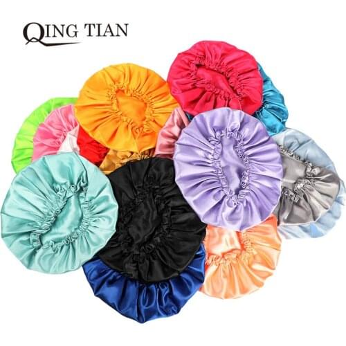 Drop Shipping! Fashion Women 2 Layer Satin Silk Sleeping Bonnets Womens Hair Accessories