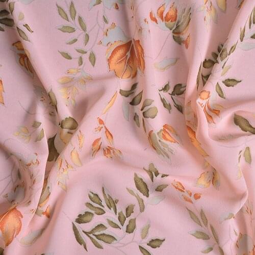 Chiffon Flowers Printed Fabric Spring Summer Halter Top Pants Shirts Tops Cloth by Meter Material for Sewing