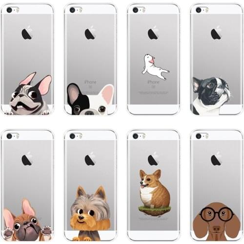 Pug Dog French Bulldog Corgi Puppy Kawaii Animal Phone Case Silicone For iPhone 5C 5S SE 5 S Soft Back Cover For iPhone 4S 4 S