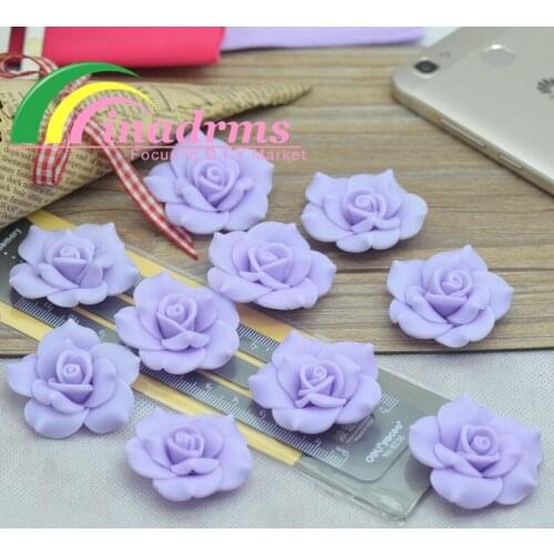38mm Light Purple Soft Clay Rose Flower,Party Supplies,Jewellry Parts,Clay Flowers
