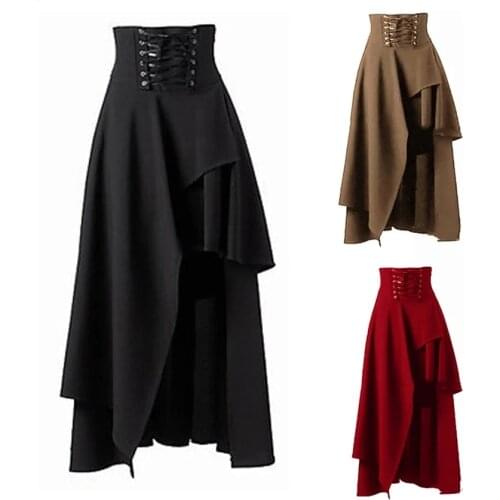 Lolita Style Women Vintage Medieval Skirt Bandage Renaissance Gothic Masquerade Party Wear Costumes Pirate Draped Skirt