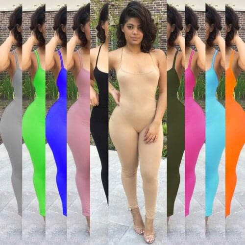 Jumpsuits for Women 2019 Low-cut Backless Sexy Tight Jumpsuit Sleeveless Elegant Long Elegant Jumpsuit Woman Summer Playsuit