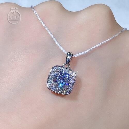 Real Moissanite Pendant 0.5CT 1CT Lab Diamond Pendant Silver 925 for Women Wedding Party Anniversary Gift Simple Charms