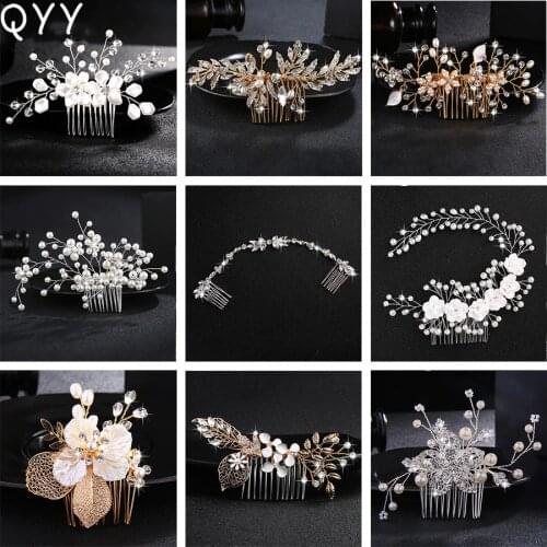 Fashion Handmade Wedding Hair Combs Clips Flowers Crystal Pearls Hair Accessories Jewelry Bridal Headpieces for Women