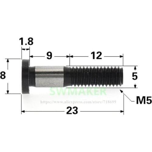 1pcs M5-23 inner hexagonal blackening screw, M5 bolt fixed screw for high strength bearing pulley