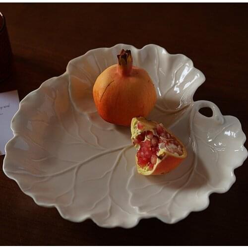 10inch Nordic Decor Modern Ceramic Sauce Plate Porcelain Leaf Shape Tableware Fruit Salad Plate Snack Plate Microwave Tableware