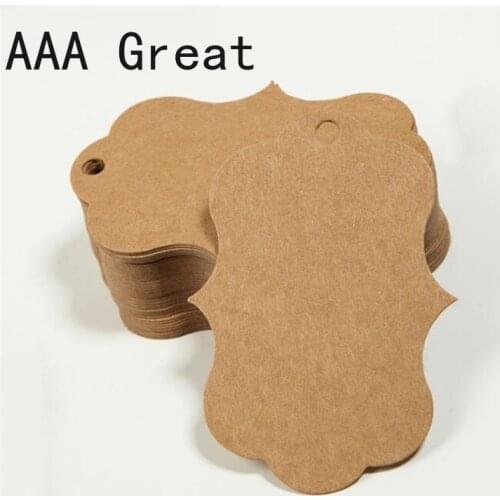 100Pcs/Lot Kraft Paper Hang Tags Gifts DIY Hanging Tag Price Wedding Luggage Name Label Card Brown Hole Packaging Blank Favour