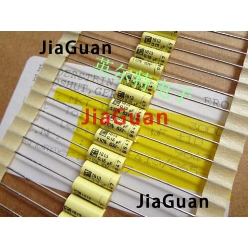 20PCS NEW VISHAY ERO MKT1813 0.15UF 63V 5X10MM axial film capacitor 154/63V HiFi audio MKT 1813 63V 0.15UF 154