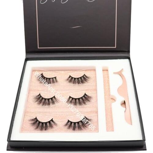 Lash Book Custom 3 Pairs 3D Mink Eyelashes Tweezers Eyeliner Set Boxes Wholesale 20MM Mink Eyelash Custom Lashbox Packaging