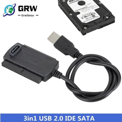 GRWIBEOU 3in1 USB 2.0 IDE SATA 5.25 S-ATA 2.5 3.5 Inch Hard Drive Disk HDD Adapter Cable for PC Laptop Converter