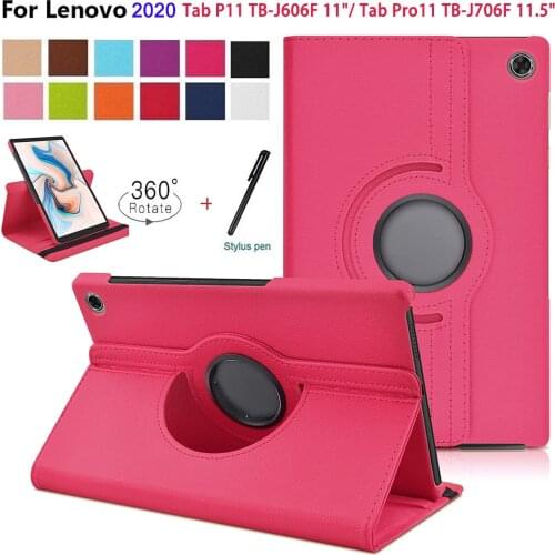 360 Degree Rotating PU Leather Stand Tablet Cover For Lenovo Tab P11 TB-J606F P11 Pro TB-J706F M10 Plus TB-X606F magnetic Cover