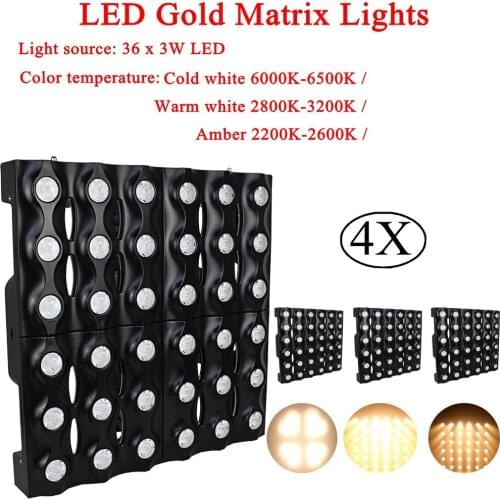4Pcs/Lot Disco Lights LED 36x6W Gold Matrix Lights Projector Lights DJ KTV Home Party Dsico Xmas LED Stage Lighting