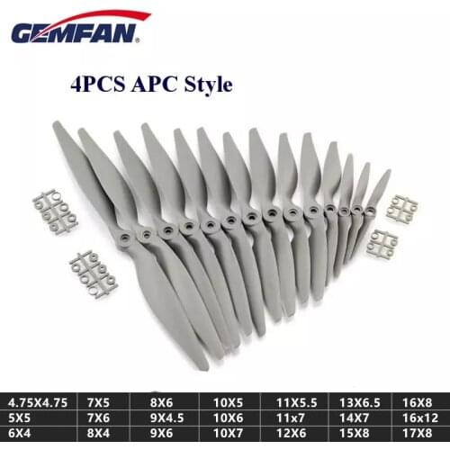 4PCS Gemfan APC Nylon Propeller 5050 6040 7050 7060 8040 8060 9045 9060 1050 1060 1070 1155 1260 1365 1470 Prop For RC Airplane