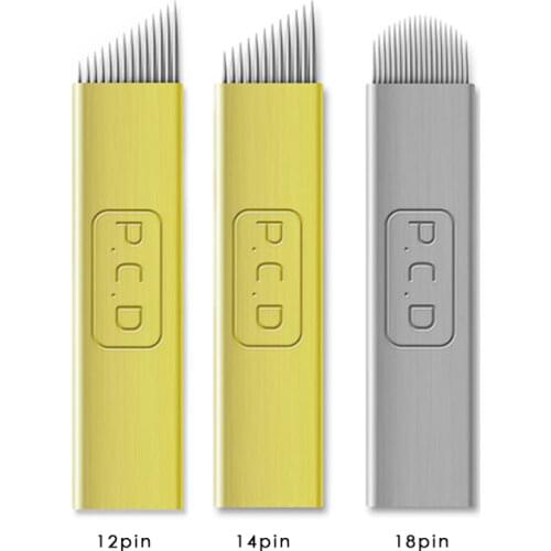 50 stks PCD 12/14/19 Pin Wenkbrauw Tatoo Blade Microblading Naalden Voor 3D Borduurwerk Handleiding Tattoo Pen Machine