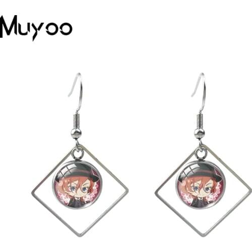 Bungo Stray Dogs Anime Nakahara Chuya Ryunosuke Akutagawa Dazai Osamu Puchichoko Rhombus Fish Hook Earrings