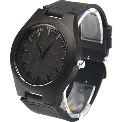 2021 new mens wooden watch leather strap mens wooden custom logo chronograph quartz watch