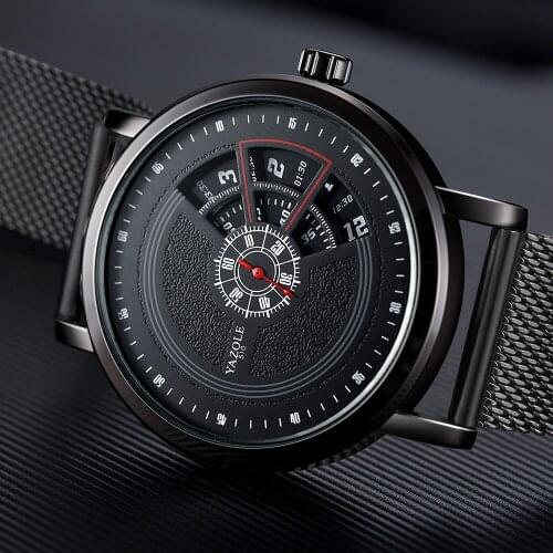 [360° Spinning Dial] YAZOLE 2021 Flagship Luxury Men Watch Unique Rotating Dial Quartz Wristwatch Dress Gifts Relogio Masculino