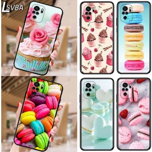 Dessert Ice Cream Cake for Xiaomi Redmi Note 10 10S 9 9T 9S 9Pro Max 8T 8Pro 8 7 6 5 Pro 5A 4X 4 Soft Black Phone Case