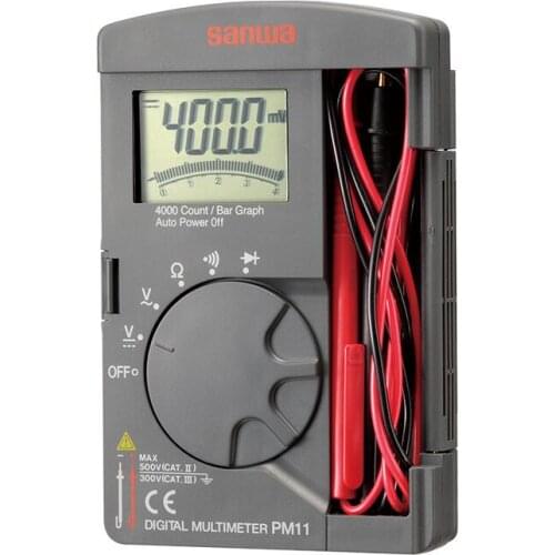 Sanwa PM11 Digital Multimeters Pocket Type Test leads fixing feature to enable one-hand measurement