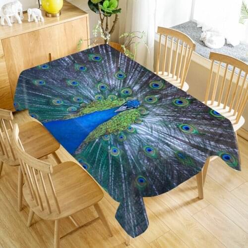 Europe Tablecloth Peacock Dustproof Dinner Table Cloth Rectangular Wedding Decoration Table Cover Home Textiles