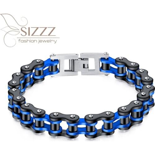 SIZZZ 2019 European and American fashion punk stainless steel personality trend motorcycle bike bracelet&bangles