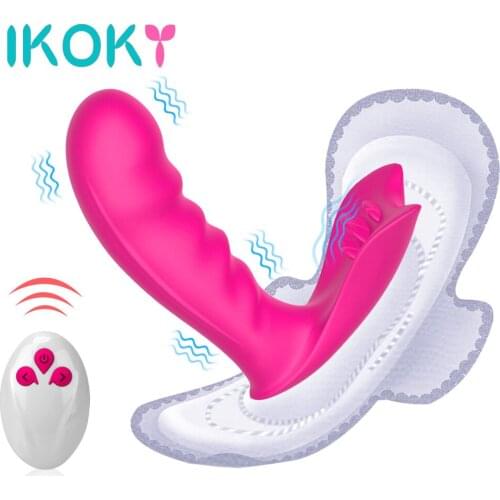 IKOKY Wireless Remote Control Vagina Massager Wearable Butterfly Dildo Vibrator G Spot Clitoris Stimulator Sex Toys for Women