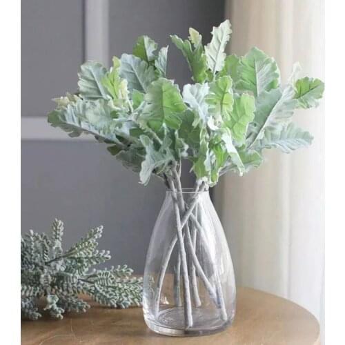 33cm artificial green leaf plants silk senecio cineraria room table decor dusty miller graden hotel fake flowers A8337