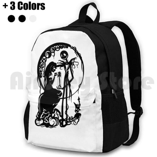 Nightmare Before Christmas-Black On White Outdoor Hiking Backpack Riding Climbing Sports Bag Nightmare Before Christmas Xmas