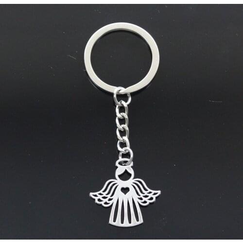 Fashion Keychain 27x28mm Love The Heart Angel Pendants DIY Men Jewelry Car Key Chain Ring Holder Souvenir For Gift