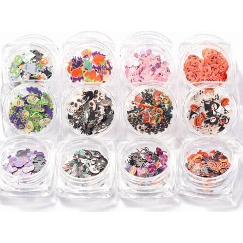 2 Boxes Halloween Nail Rhinestone Set Skull Pumpkin Nails Art Sequin Stickers Manicure Decoration Tools декор для ногтей