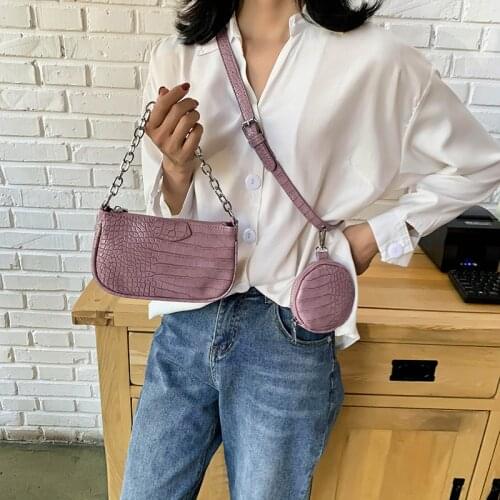 Leather Set Bags For Women Small Chain Shoulder Bag Lady Crossbody Bag With Coin Purse Retro Axillary Bag trendy Female Bolsos