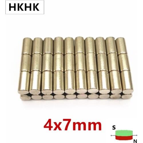 100pc 4mm x 7mm Small Round Neodymium Disc Magnets 4x7 mm Dia N42 Strong Rare Super Powerful Earth Magnet 4*7 magnetic standard