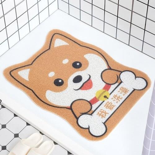 Dog Cartoon Sand Scraping Door Entrance Shiba Welcome Mat Hallway Bath Nonslip Rug Dust Removal Carpet Wire Loop Footpad Doormat