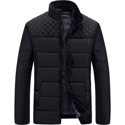 Middle-aged Cotton-padded Clothes Mens Dad Winter Jacket Plus Velvet Thick New Style Middle-aged MenS Wear Cotton-padded