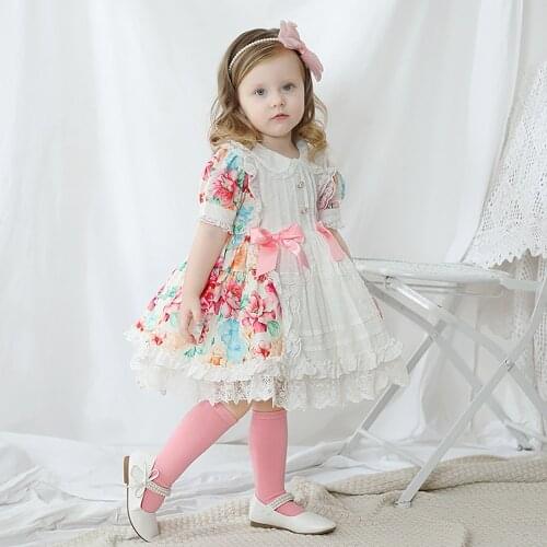 New Good Quality Factory Price Fashion Hot Selling Childrens Spanish Princess Lolita Button Bow Puffy Dress