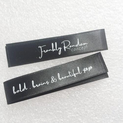 Manufacturer Wholesale Cheap Garment Custom Clothing Printed Black Satin Label