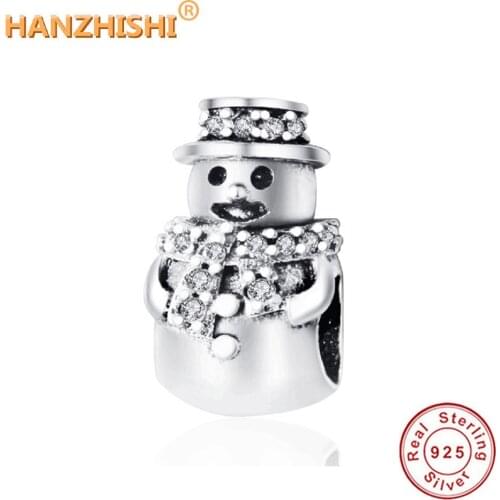2020 Winter Collection Cute Snowman Charm Beads With Clear CZ Fit Original Pandora Charms Bracelet 925 Sterling Silver DIY Bead