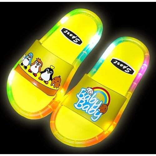 NEW Boy Girl Slippers Children Party Shoes Yellow Baby Bathroom Sandals Kids Zapatos Birthday Princess Light Up Dance LED Shoes