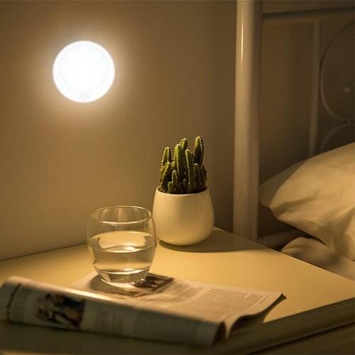 LED Wireless Human Infrared Sensor/Light Sensor Round Night Light Wall Light Kitchen Cabinet Light Childrens Room Bedroom Stair